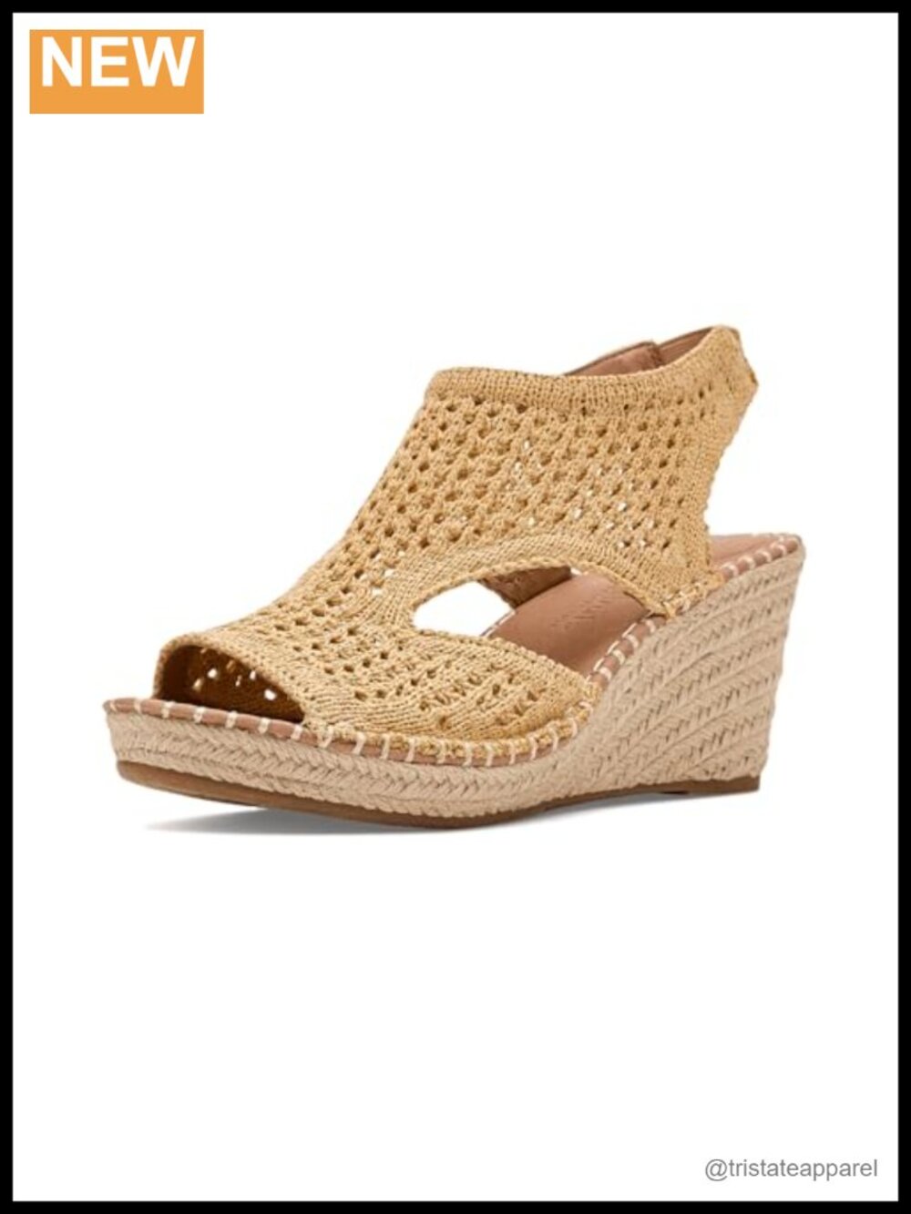 Knit Wedge Sandals Peep Toe Ankle Strap Espadrille Style